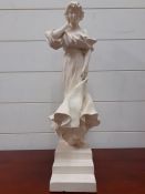 A 20th century Continental sculpture of a young girl in the Art Nouveau style, unsigned,