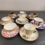 A Selection of eight duos, of tea cups and saucers.