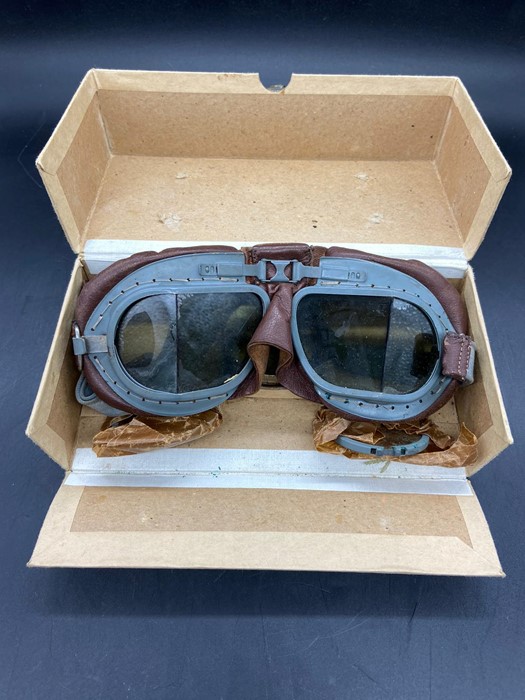 A Boxed set of WWII RAF Flying Goggles Mk. VIII