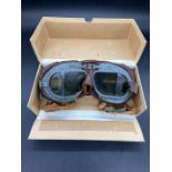 A Boxed set of WWII RAF Flying Goggles Mk. VIII