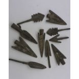 A group of 10 antic metal arrowheads with different shapes. Provenance: From the Sidhu Family