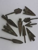 A group of 10 antic metal arrowheads with different shapes. Provenance: From the Sidhu Family