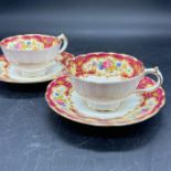Pair of Paragon Pompadour tea cups and saucers