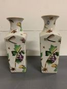 A pair of vases decorated with flowers and inserts (H35cm)