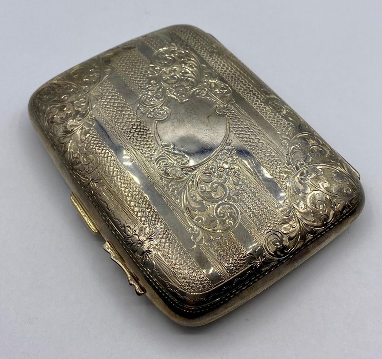 An Ornate silver cigar case, with foliate design and a blank cartouche, by Jospeh Gloster Ltd , - Image 5 of 8