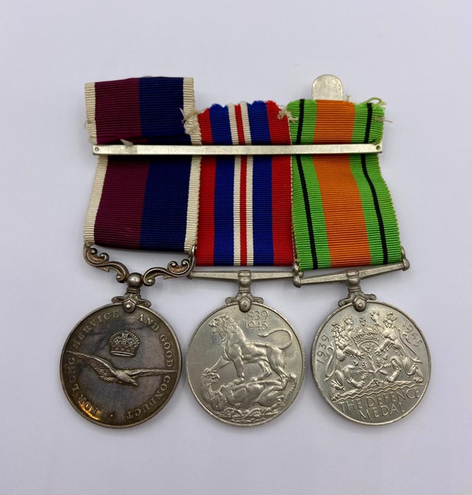 An RAF Medal Group Defence Medal, War Medal, Long Service Medal (Flight Sgt T H L Hankin)