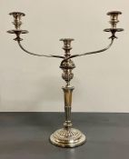 A Three light silver plated candelabra probably 1870's/1880's.