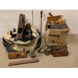A large selection of vintage carpenters tools/plans