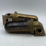 A Pair of small brass bulkhead lamps