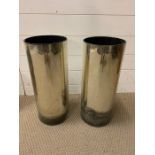 A pair of mirrored glass floor standing vases or stick stands (H50cm Dia20cm)