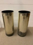 A pair of mirrored glass floor standing vases or stick stands (H50cm Dia20cm)