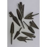 A group of 10 antic metal arrowheads with different shapes. Provenance: From the Sidhu Family