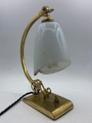A Desk lamp (No 758) on brass stand.