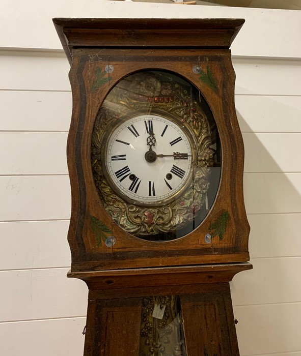 A long case clock with decorative tin plate inside (H220cm W51cm) - Image 3 of 7