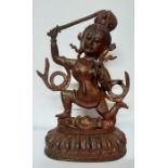 A large cast iron figure of Tara partially gilded, (28.5 cm). Provenance: From the Sidhu Family