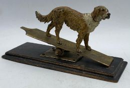 A Cold Painted bronze figure of a dog desk letter clip.