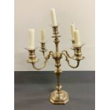 A 1971 Five light silver candelabra with glass sconces (hallmark to base)