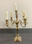 A 1971 Five light silver candelabra with glass sconces (hallmark to base)