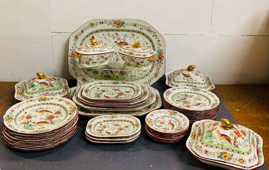 A Copeland Spode dinner service with birds of paradise decoration