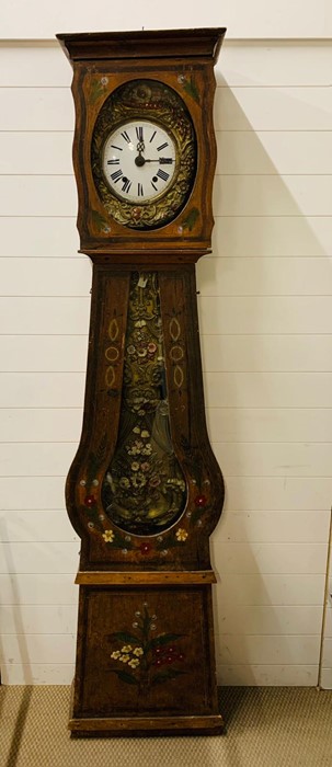 A long case clock with decorative tin plate inside (H220cm W51cm) - Image 2 of 7