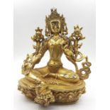 A Tibetan gilt bronze of goddess Tara, (20 cm high). Provenance: From the Sidhu Family Collection.