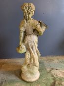 A statue of a farm girl holding pots (H67cm)