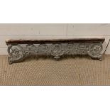 A reclaimed ornate metal and wood rail (H23cm W90cm)