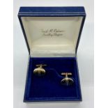 A Pair of 9ct David M Robinson two coloured gold Gents cuff links (Total weight 16.3g)