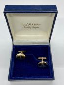 A Pair of 9ct David M Robinson two coloured gold Gents cuff links (Total weight 16.3g)