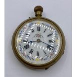 A Ladies pocket watch with enamel, floral themed face.