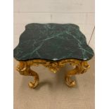 A gilt broca style marble top table (H50cm Sq78cm)