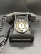 A Vintage Black Bakelite Telephone