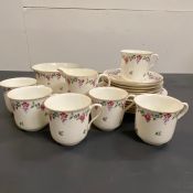 A Shelley china tea set, Chatsworth pattern to include Six teacups, saucers, side plates along