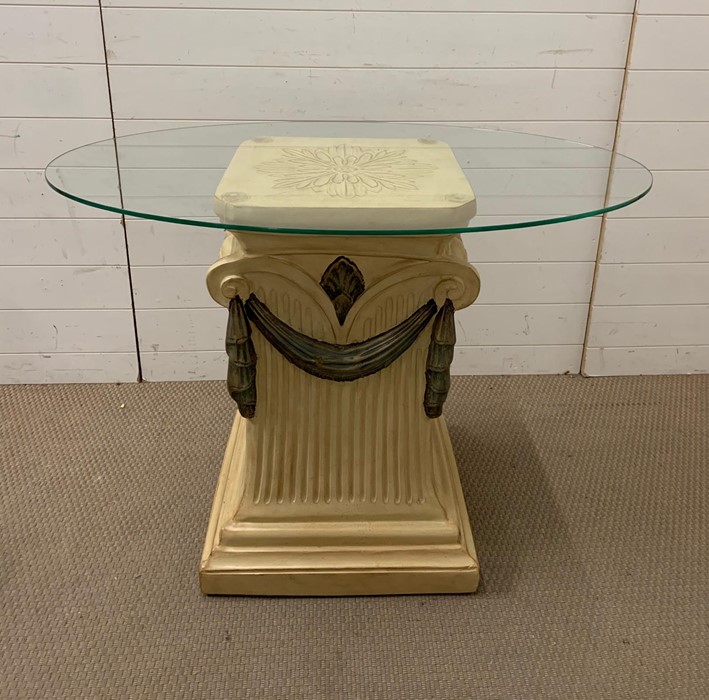 A Silik centre table on column base and glass top - Image 2 of 3