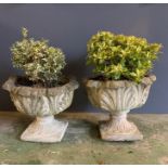 A pair of reclaimed garden pots/urns (H40cm Dia50cm)