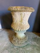 A urn planter with leaf design to side (H57cm)