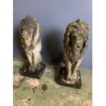 A pair of reclaimed garden lion statues (H52cm)