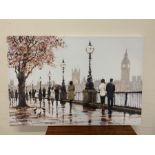 A print of London street scene on a canvas