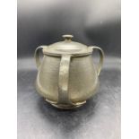 A, Tudric design pewter three handle lidded pot (01064)