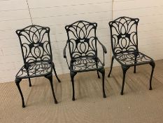 Three garden metal chairs