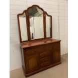 A sideboard with a mirrored to back with drawers and cupboard under (W123cm D47cm) (Mirror H113cm