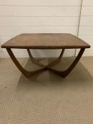 A square G-Plan Mid Century coffee table (H39cm Sq70cm)