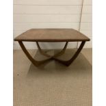 A square G-Plan Mid Century coffee table (H39cm Sq70cm)