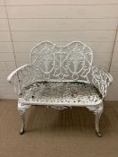 A white painted garden bench (H90cm W96cm D42cm)