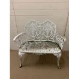 A white painted garden bench (H90cm W96cm D42cm)