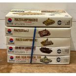 A selection of five boxed Nitto army tank model kits, to include, Panzer IV Ausf 20, Panzer