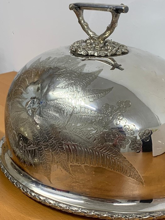 A Pair of substantial HH& S silver plated cloche with foliate engraving - Image 2 of 10