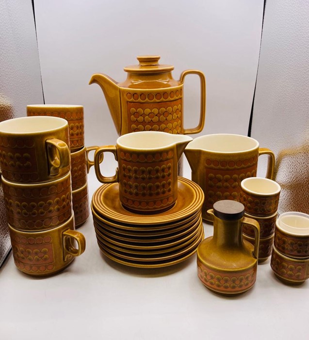 A 1970's Hornsea Pottery "Saffron" tea service to include, six cups and eight saucers, tea pot, milk - Image 4 of 4