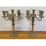 A Pair of substantial, five light, candelabra.