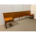 A G-Plan teak headboard and bedside cabinet Quadrille (H94cm W300cm D49cm)